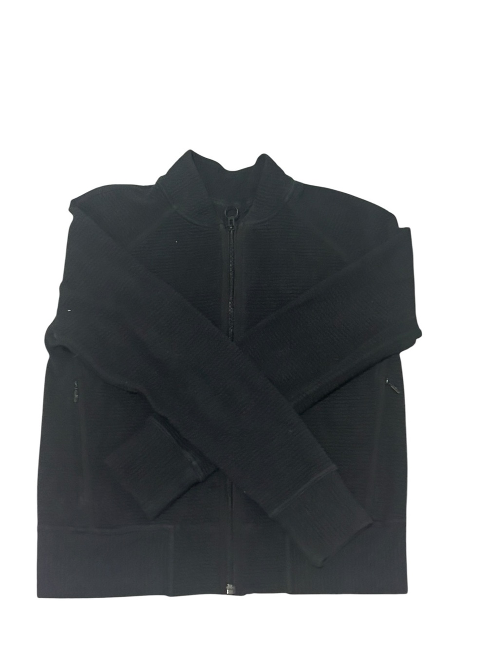 Lululemon Textured Full-Zip Black Jacket Long Sleeves Zippered Pockets - Picture 7 of 10